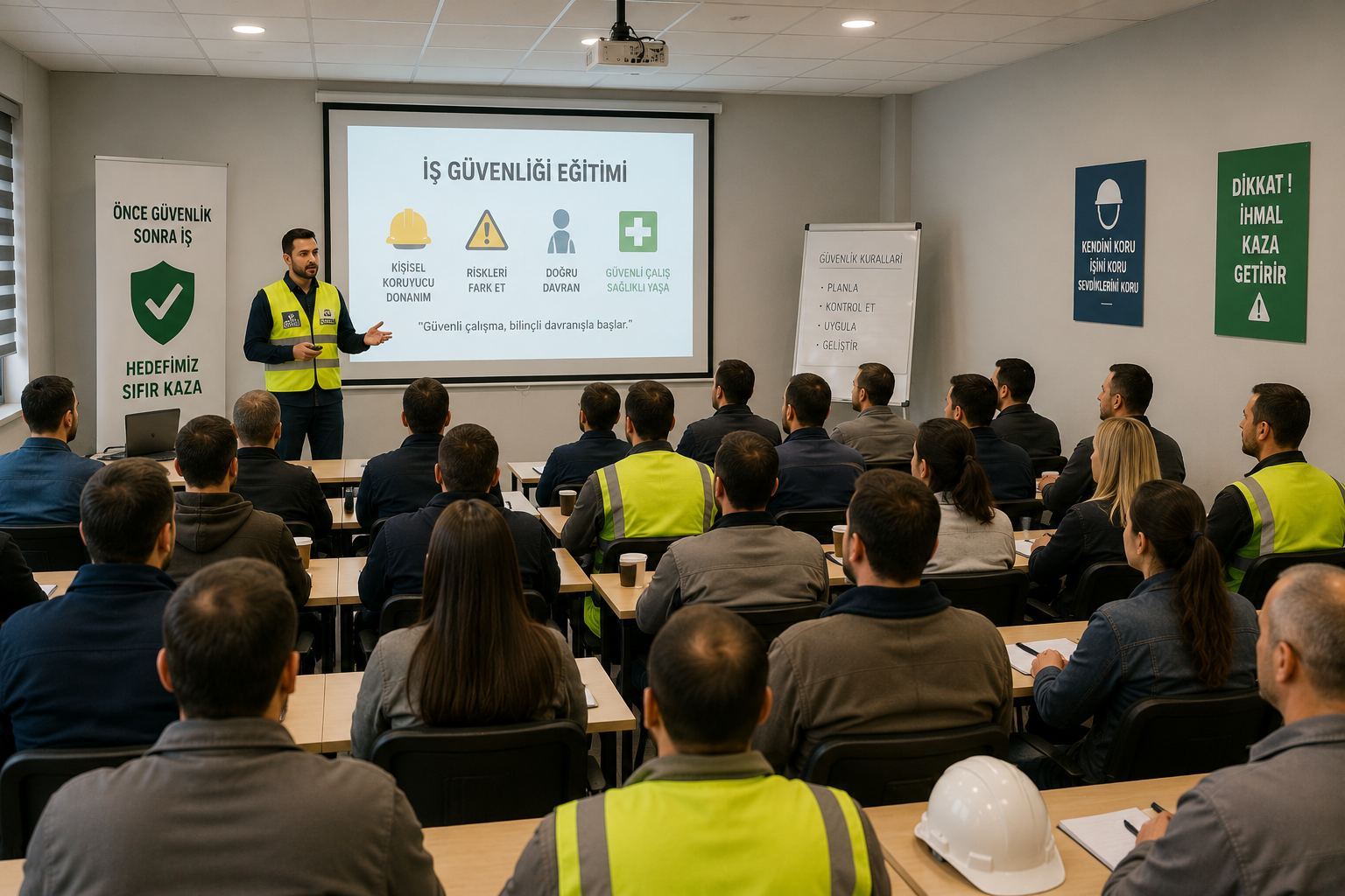 Doğru duruş ve ergonomi eğitimi verilen bir çalışma ortamı